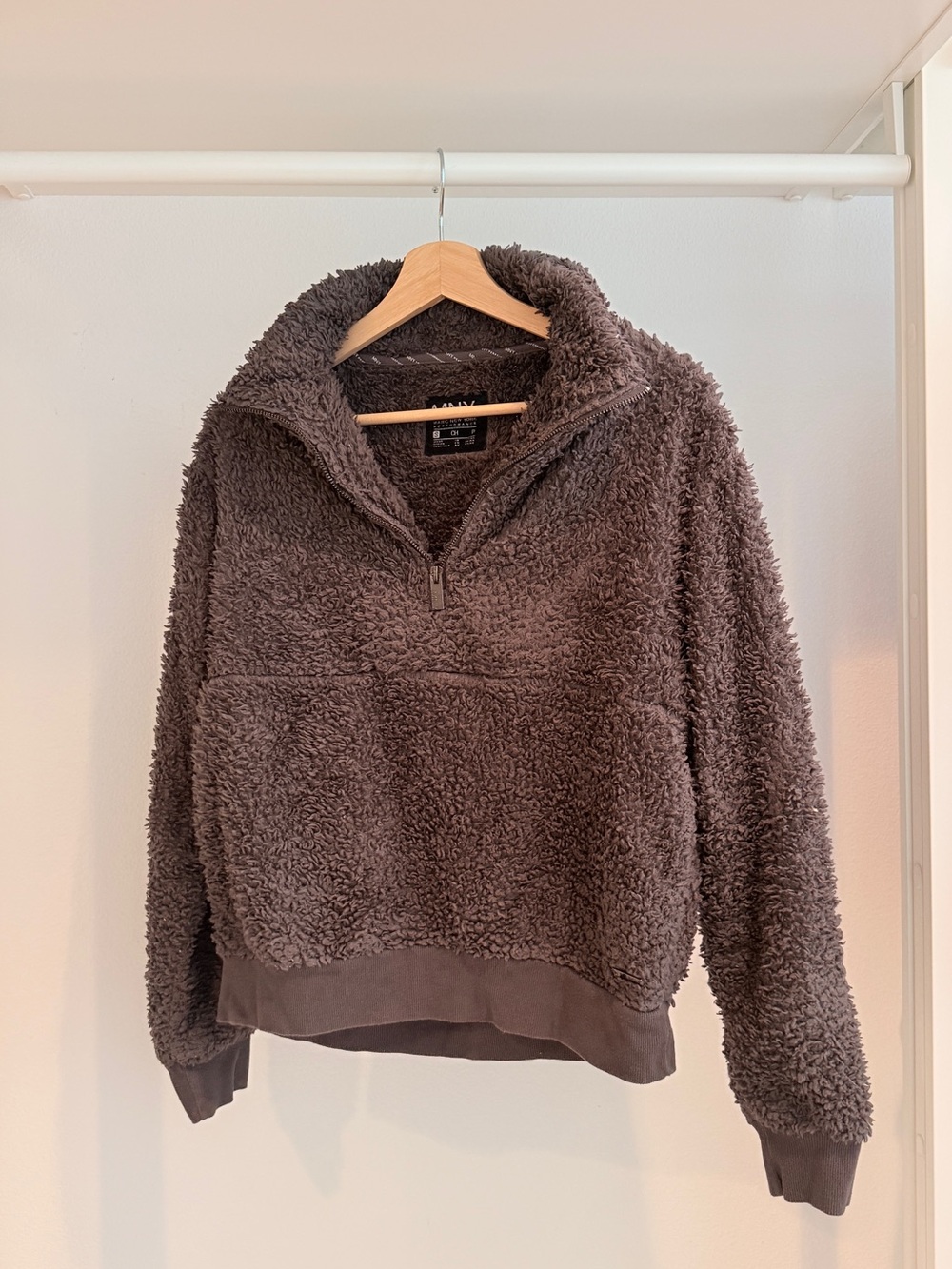 Marc New York Plush Half-Zip Sherpa Pullover - Dark Brown